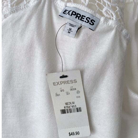 Express Womens Silk Crochet Pullover Racerback Tank Top Sleeveless White Size M - Picture 5 of 5